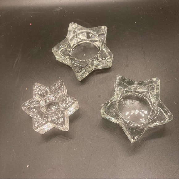 Glass/crystal clear star tea light candleholders 1/2’t w/1 tapper candleholder - Picture 8 of 14